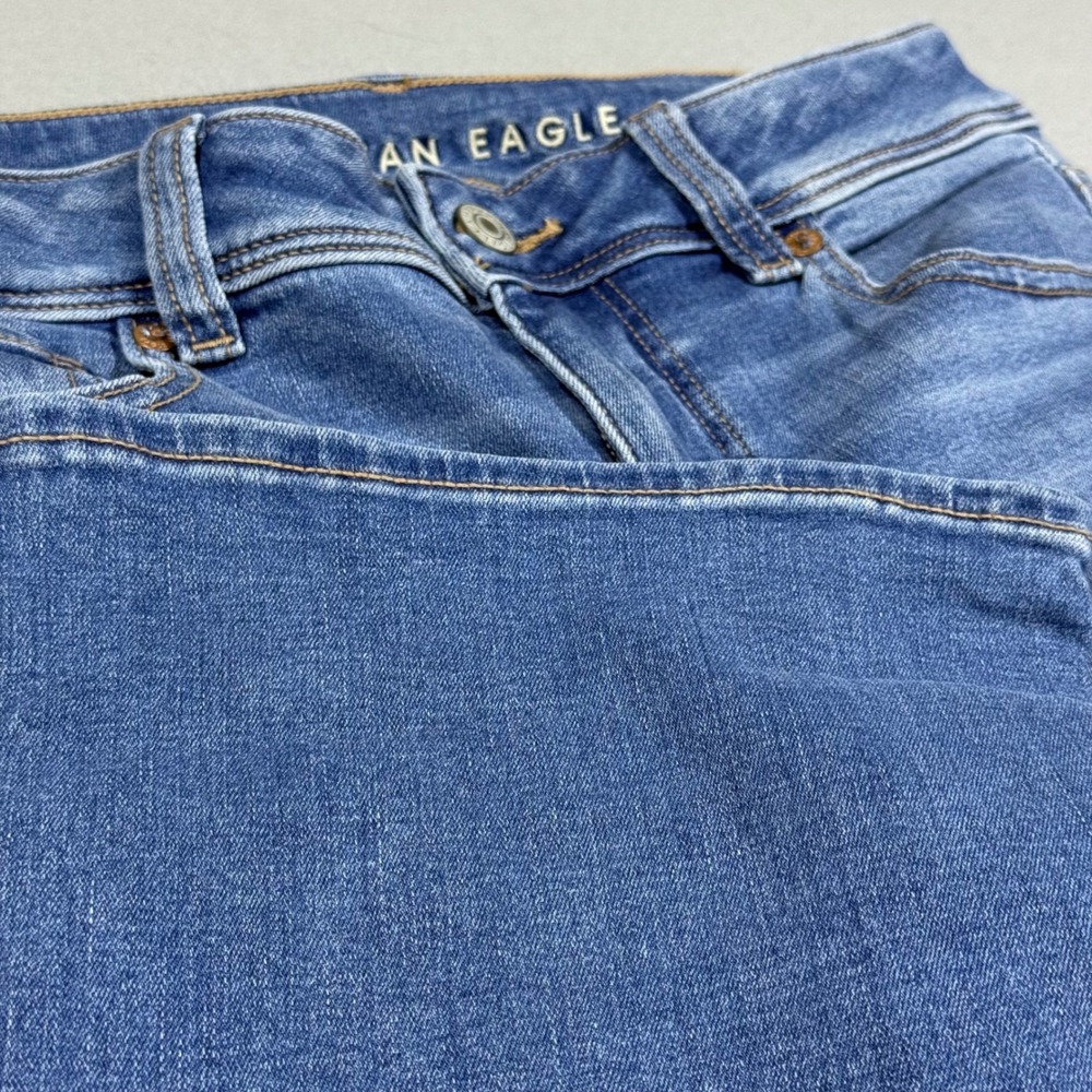 American Eagle Kick Thin Bootcut Jeans Blue Denim Womens Size 4 Long